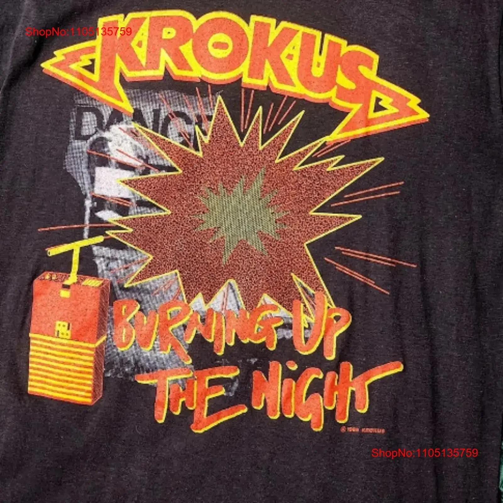 Krokus Band Burning Up the Night T Shirt All Size S To 5XL GE096 vintage Washed Stylish Casual Stretched streetwear Breathable