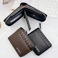 Cartera de cuero para hombre, monedero de lujo a la moda con cremallera, tarjeteros con bolsillo para monedas, billeteras Rfid, regalos para hombre, monedero, 1 ud.