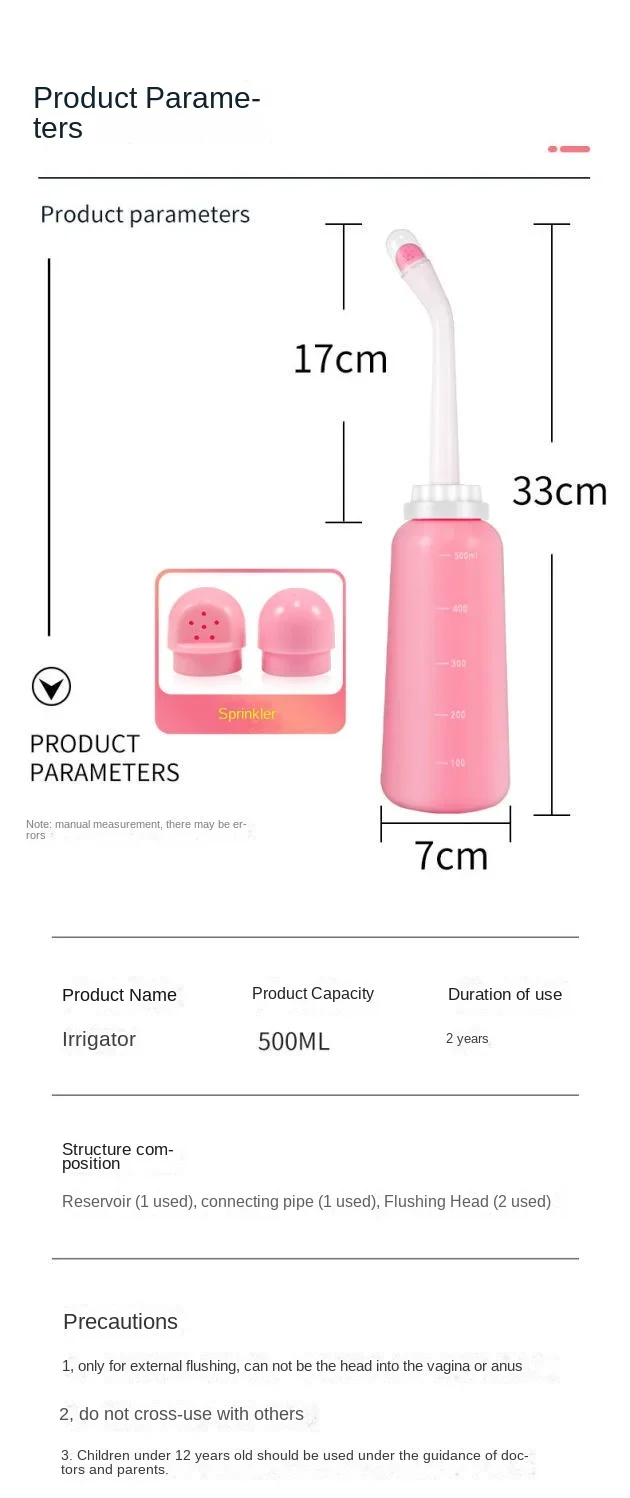 500ml Portable Bidet Spray Handheld Travel Bidet for Pregnant Women Baby Cleansing Water Washer Bottle Baby Showers Mom Bottle