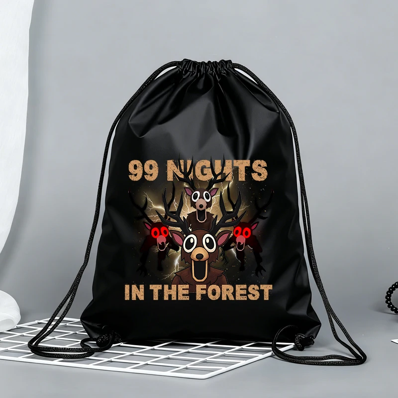 99 Nights in The Forests Drawstring Bags Cartoon Bundle Pockets Anime Portable Storage Bag Pouches Boys Girls Shoulders Bag Gift
