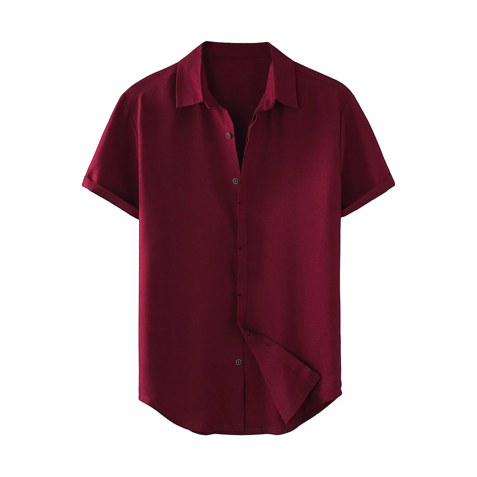 

Summer T Shirt Man Printed Men'S Fashion Collar Solid Color Shirt Casual Short Sleeved Top Single Breasted Men'S Clothing