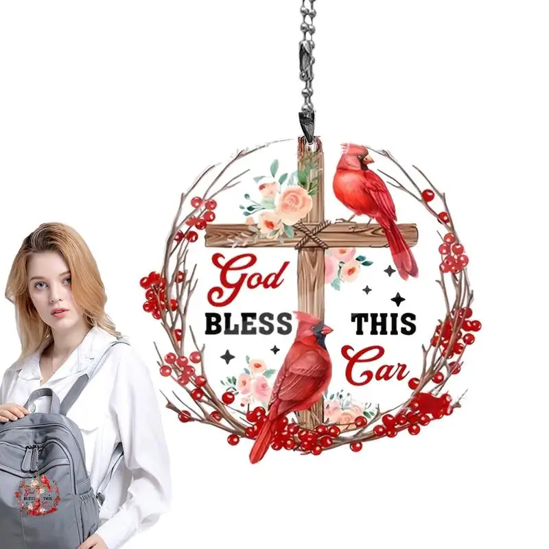 God Bless This Car Pendant Ornament Car Accessories Pendant Car Rear View Mirror Car Pendant Hanging Car Styling Keepsake Gifts