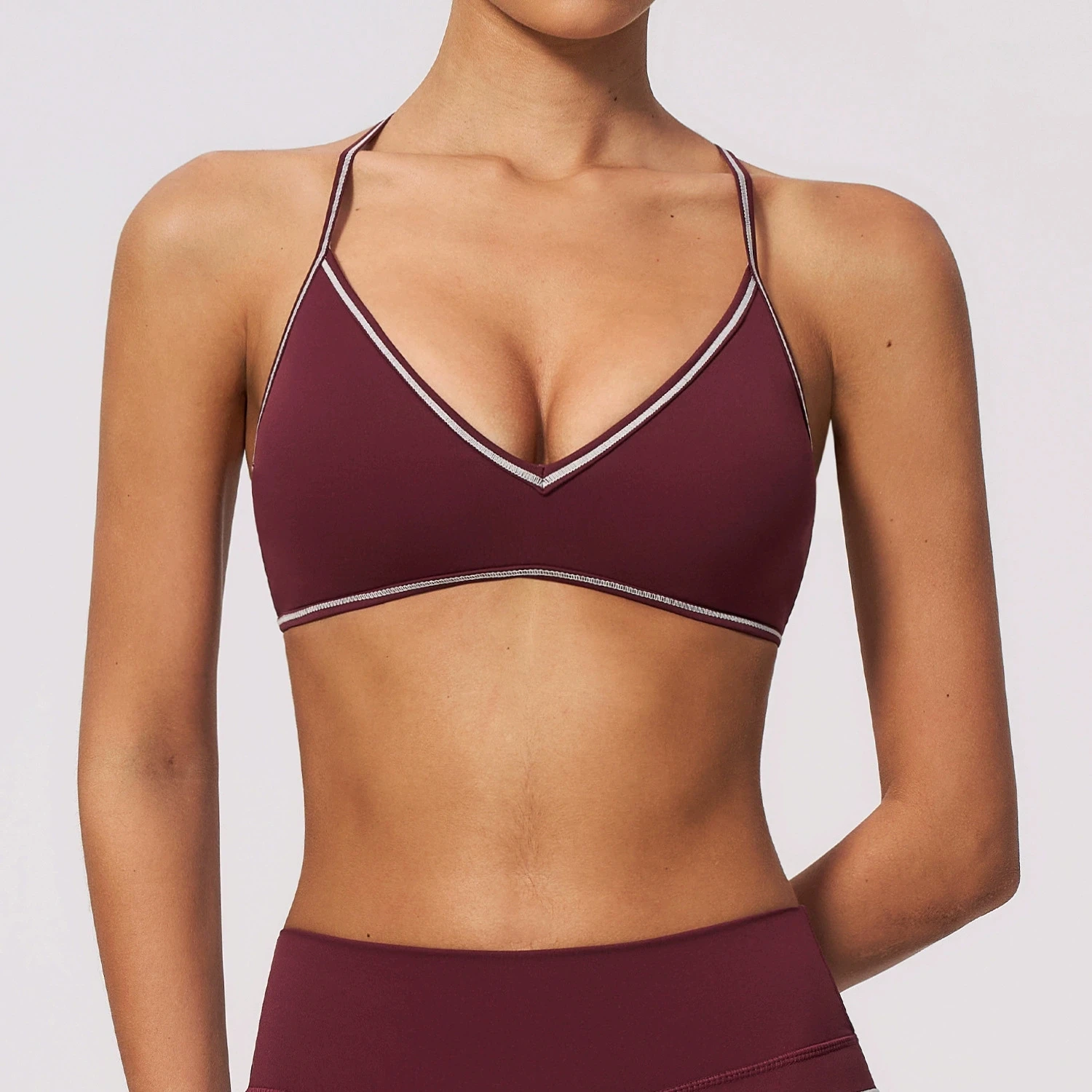 Women's Sexy Halter Sports Bra Deep V Neck Yoga Bras Y Back Open Back Padded Gym Yoga Crop Top Push Up Workout Sports Underwear