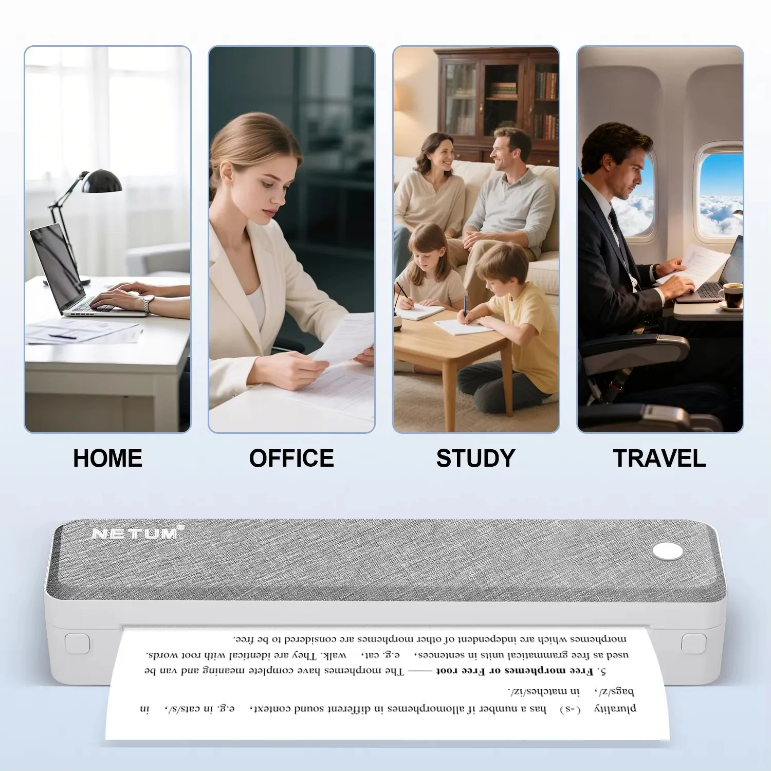 A4 Bluetooth voyage d'affaires imprimer partout sans encre 203DPI imprimante thermique Rechargeable Portable