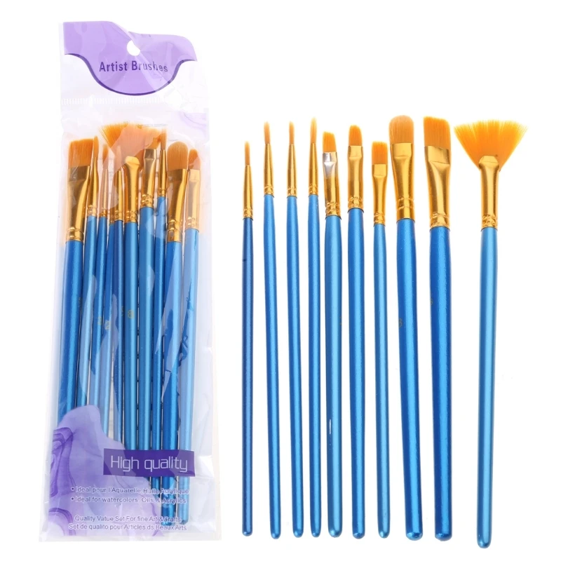 Pennelli 5/6/10/12 pezzi Pennello professionale Pennello a punta tonda Punta in nylon per capelli Pennello acrilico per