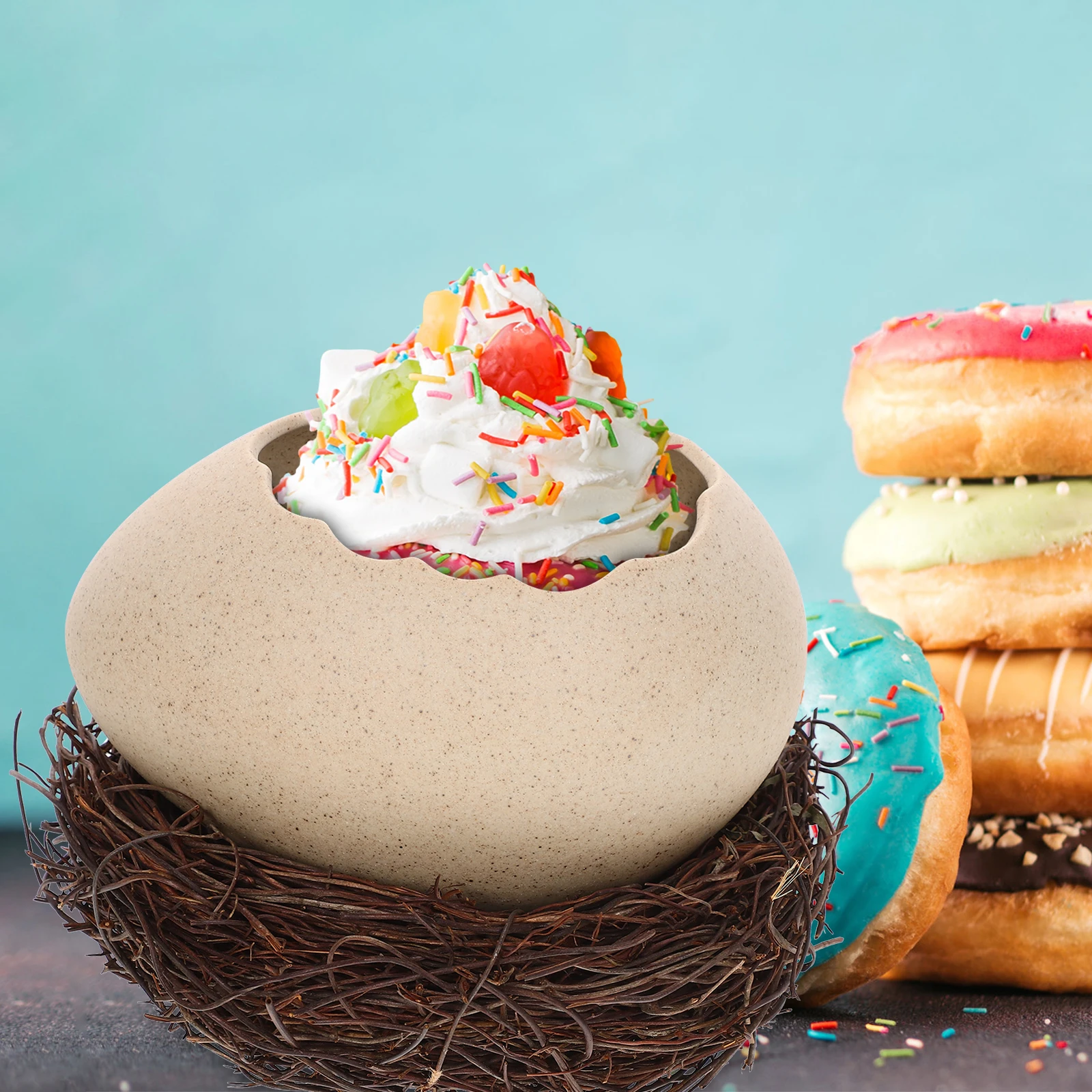 

Creative Eggshell Shaped Dessert Bowl Household Food Container Snack Dish Decorative Kitchen Bowl for Restaurant Home Use