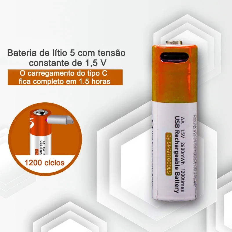 AA Battery 1.5V AA 2600mAh USB rechargeable li-ion battery for Multimeter Microphone Toy Remote Control KTV+ Cable