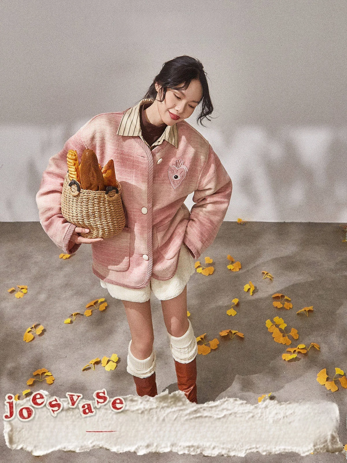 

Pink adient Woolen Jaet Women's Embroidery New 2025 Spring Season Zhou Li Wu Brand Outerwear Faion Ladies' Premium