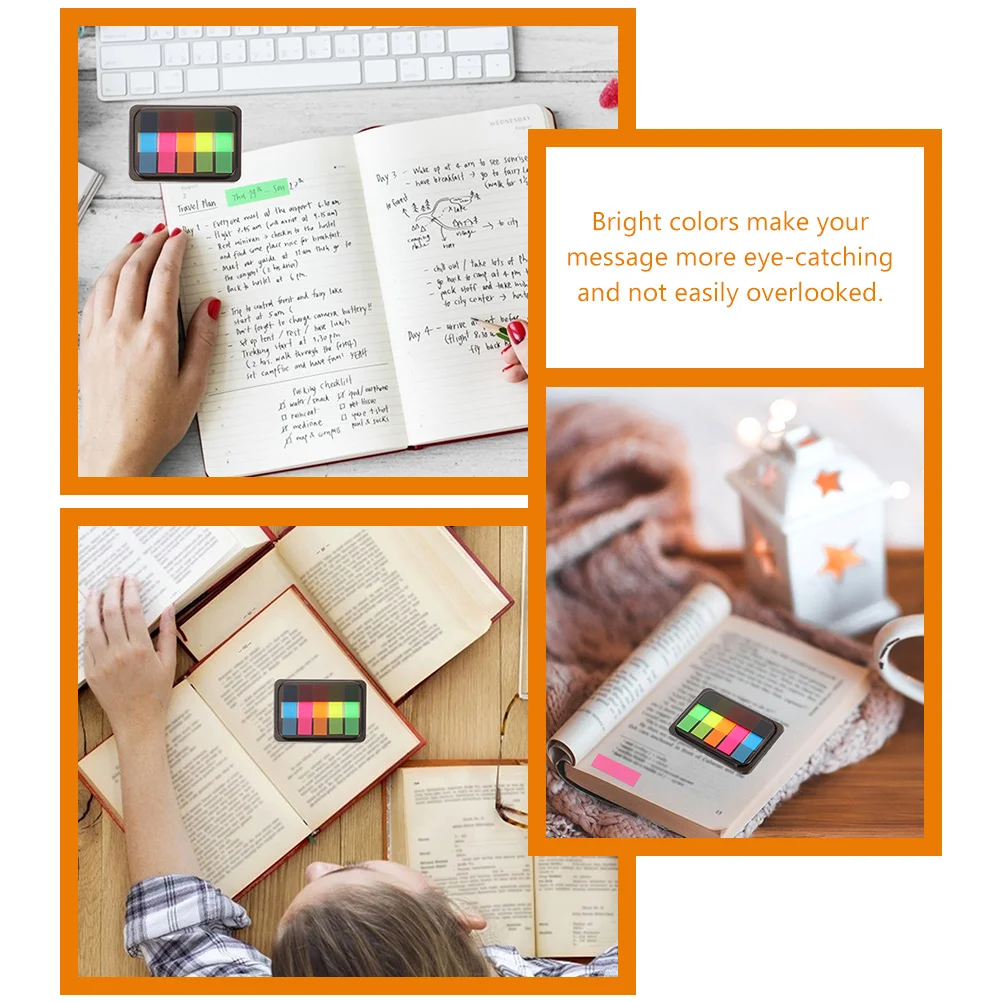 

6 Boxes Fluorescent Removable Page Marker Tabs Strips Writable Index Labels Practical Gifts Bright Colors Easy