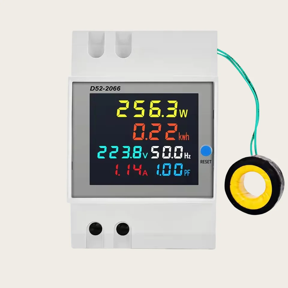 Tuya WiFi ホームインテリジェントデジタル電力メーター 6IN1 DIN レール電圧および電流メーター力率周波数計測