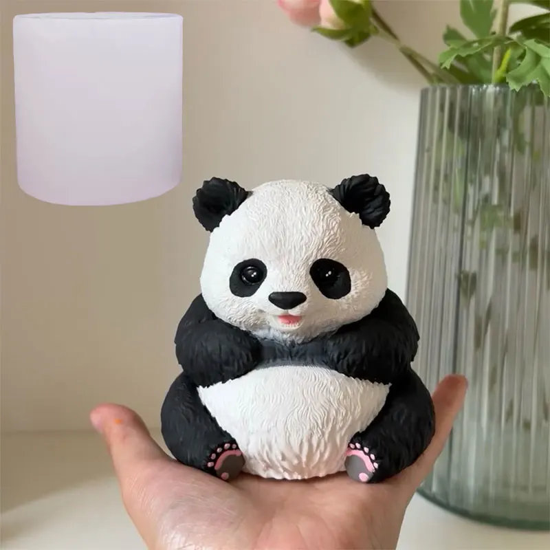 

9,5 см силиконовая форма в виде панды DIY гипсовая свеча форма для украшения из смолы 3D панда настольный орнамент форма для животного