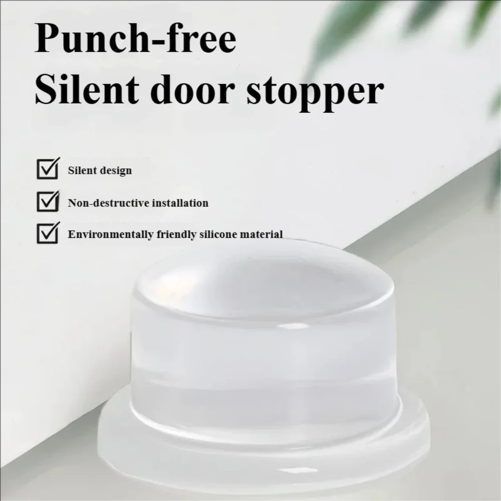 Transparent silicone door stopper, self-adhesive door handle wall protector, large door stopper for noise reduction, 2 pieces