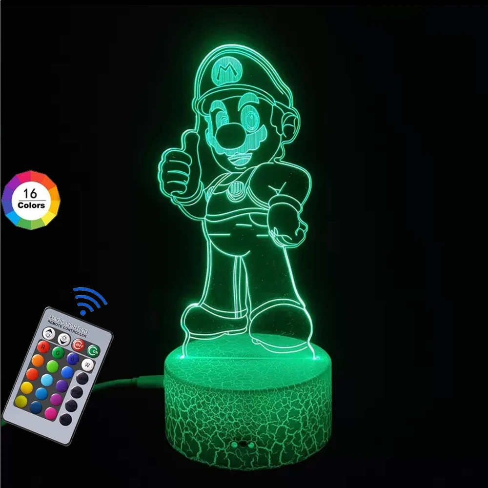 Hot Super Mario Game Cartoon 16 colors Creative 3D Lamp Anime Figure LED Night Lamp Touch Table Lamp Ornaments Kids Toys Gifts