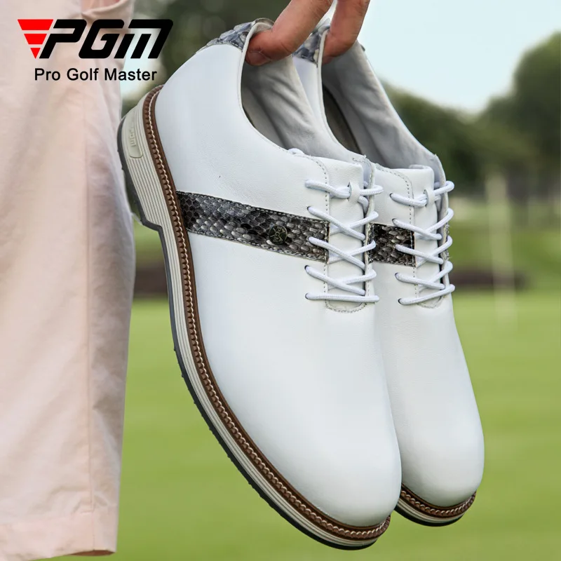 PGM Top Layer Cowhide Snakeskin Golf Shoes Men Genuine Leather Sports Shoes Pigskin Lining Soft Golf Shoes