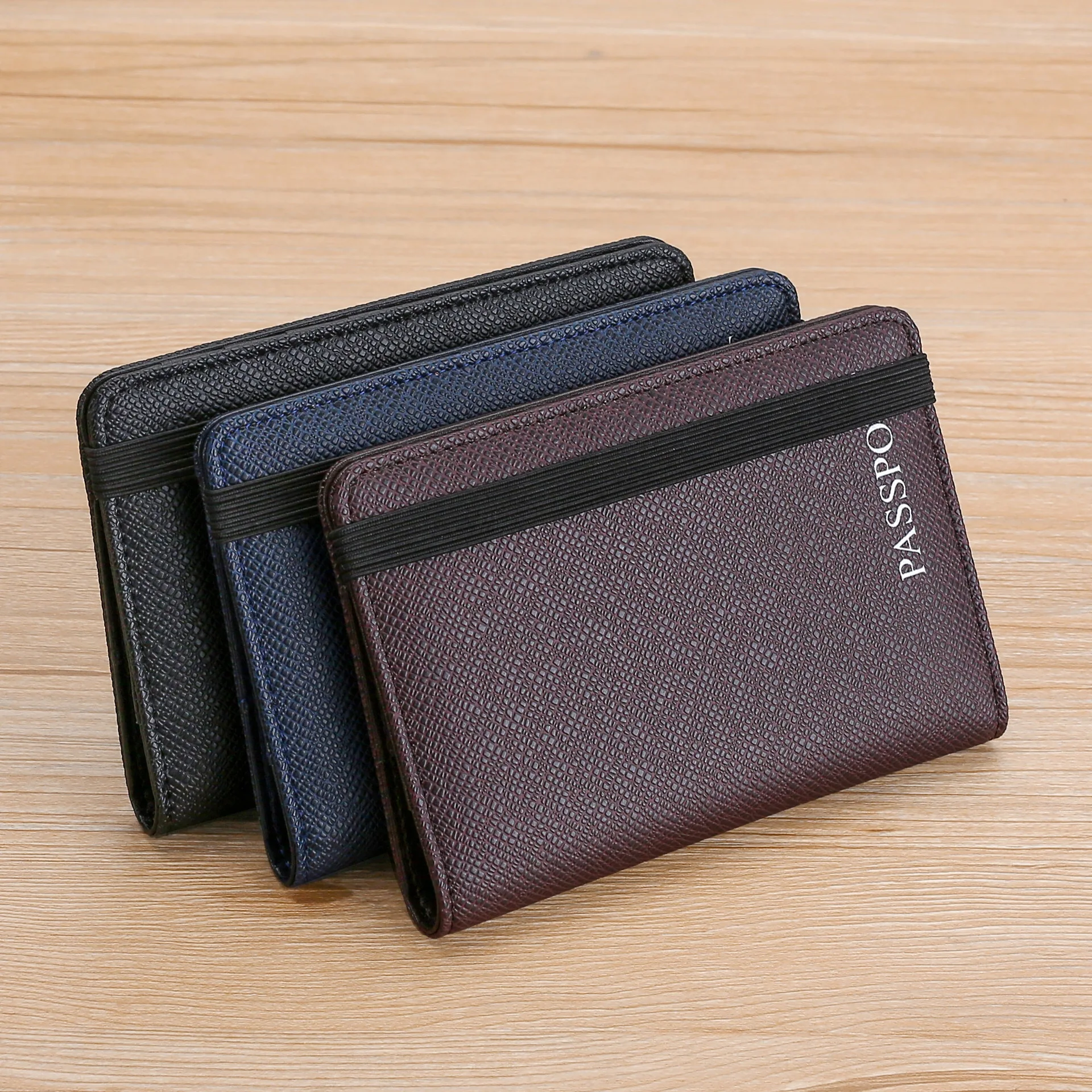 

PVC Passport Wallet with Elastic Strap - Anti-Scratch Travel Organizer with Zipper Pocket, Compact Holder for Passport & Cards