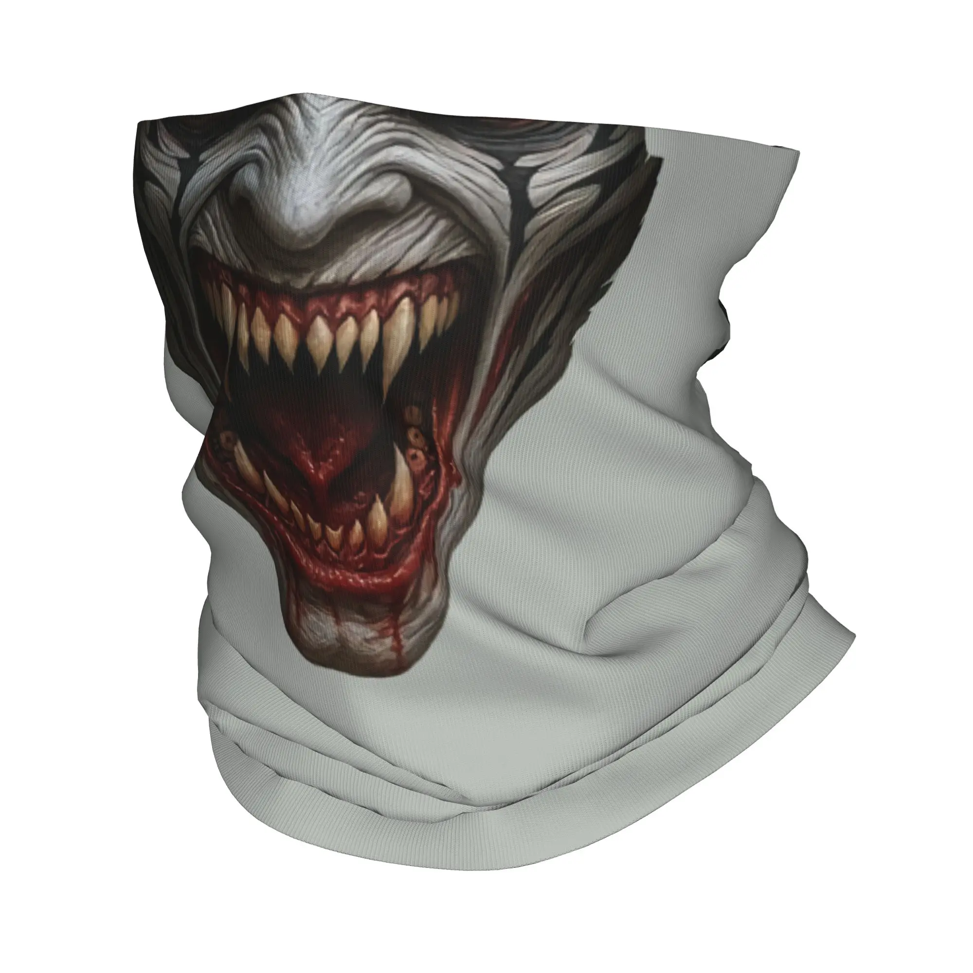 Demon Face With Red Eyes And Sharp Teeth Bandana Neck Gaiter for Hiking Cycling Wrap Scarf  Headband Warmer Face Scarf Cover
