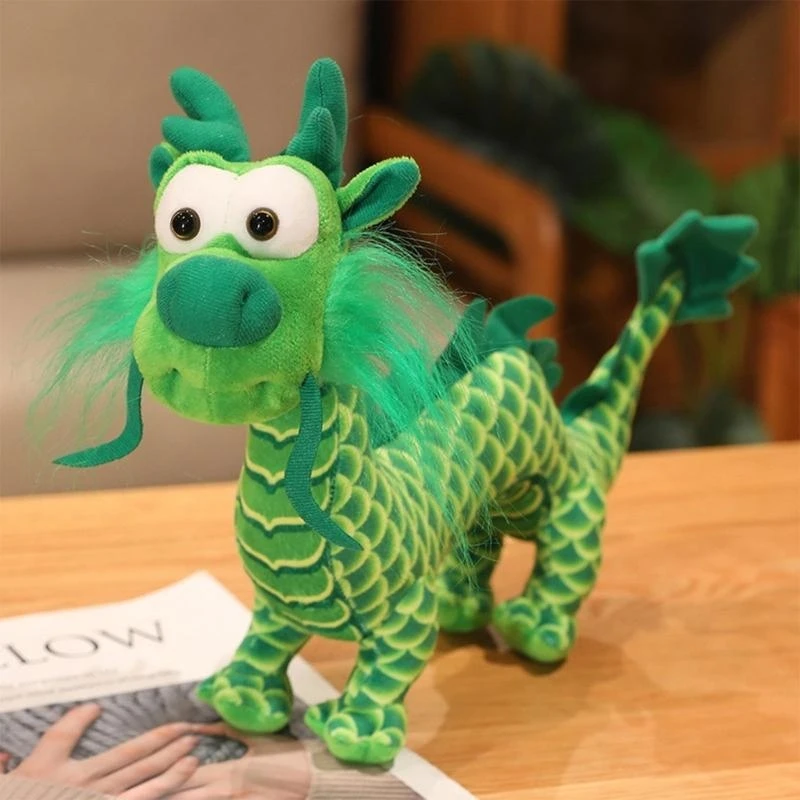 Q0KB realistische pluche Dragon Toy Luck Dragon Gevulde dieren pluche speelgoed voor kinderen