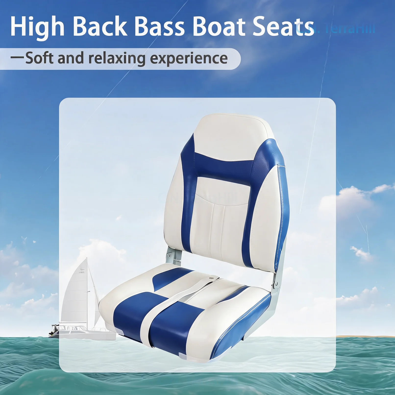 Foldable Boat Chair with Waterproof PVC Leather, Marine Seat for Boats, Model 86522-1WB