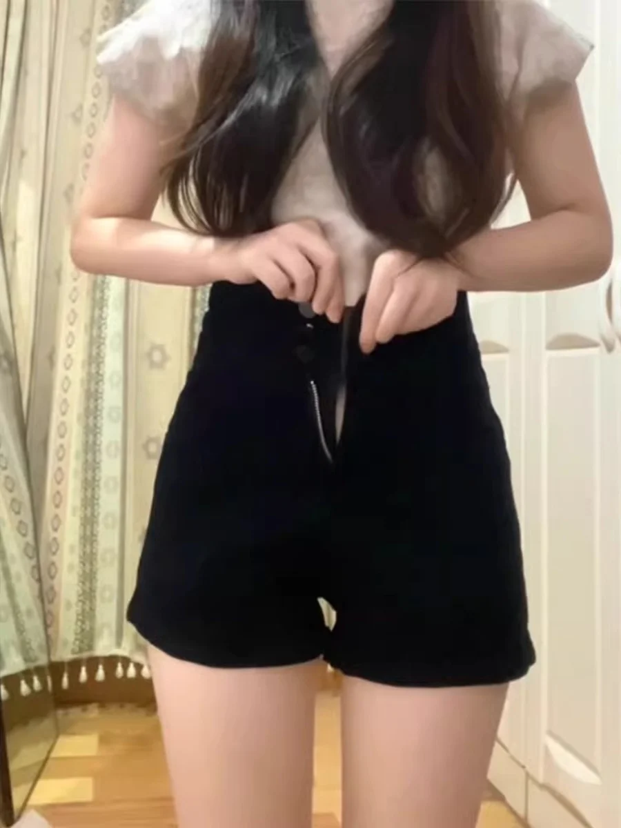 

plus Size Women's High Waist Denim Shorts Elastic A-Line Wide Leg Hot Pants Casual Versatile Slimming Short Skirts