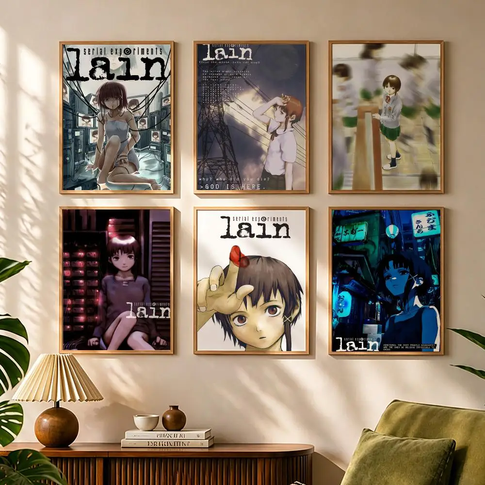 Serial Experiments Lain Painting Calligraphy Canvas Poster Wall Art Aesthetic Home Decoration for Living Room