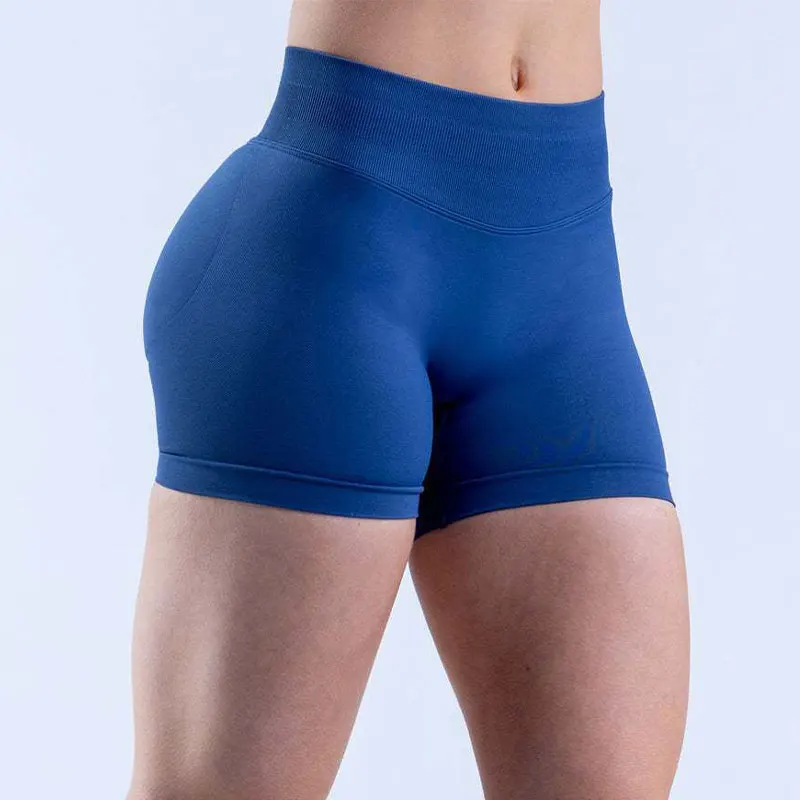 Dfyne-pantalones cortos de Yoga de impacto, banda acanalada baja de 4,5 pulgadas, flexibles, para entrenamiento, gimnasio, sin costuras, ajustados, para correr