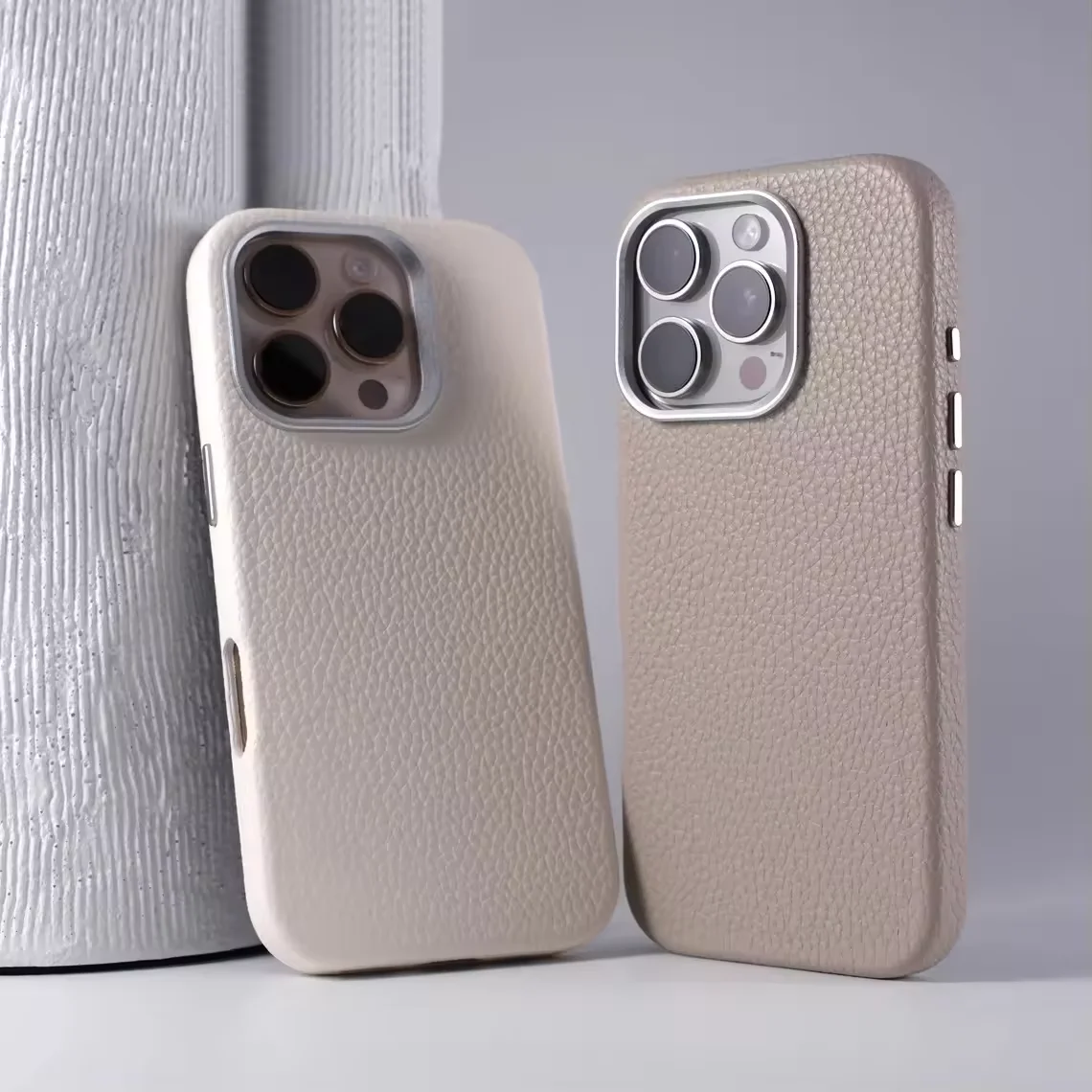 Metalowa obudowa z teksturą liczi, wykonana ze skóry PU, kompatybilna z MagSafe, do iPhone'a 1716 Pro 14 15 17Pro Max, matowa, magnetyczna, z obsługą ładowania bezprzewodowego. — zdjęcie produktu 6