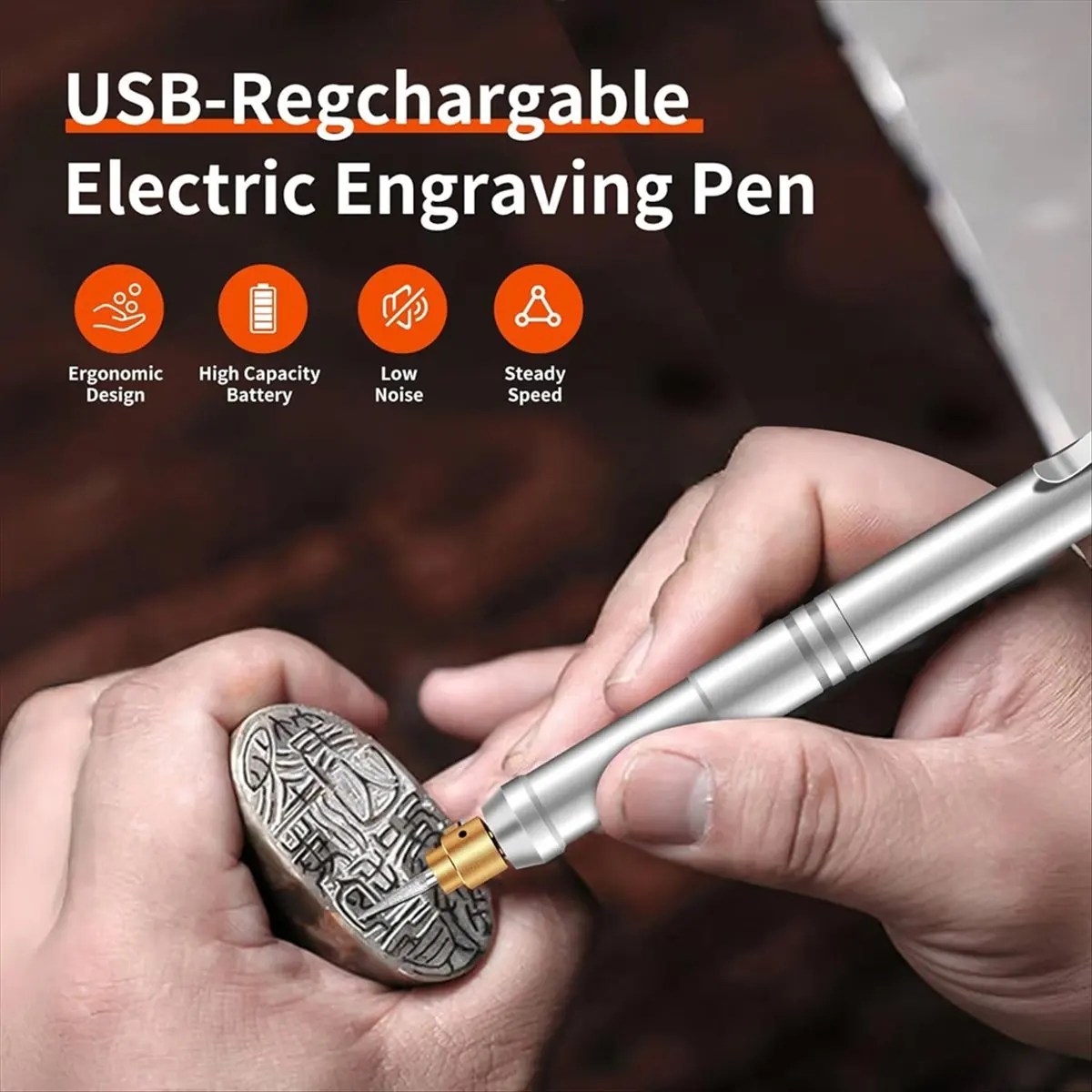 Electric Micro-Engraving Pen Set,USB Chargeable Cordless Rotary Tools,37000 PRM and Low Noise, for Wood Stone Jewelry-A51M