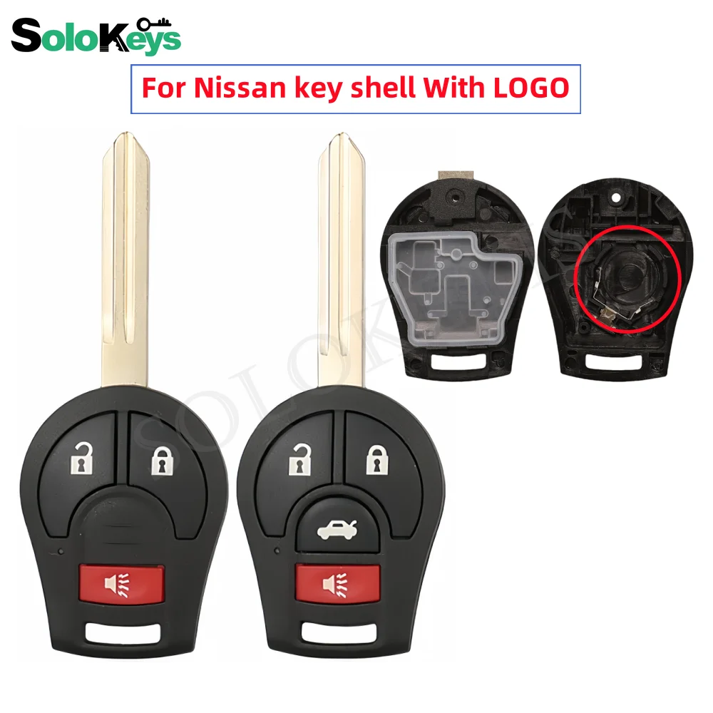 5Pcs/Lot SOLOKEYS FCCID: CWTWB1U751 For Nissan Cube Juke Rogue NV Versa Note NV200 Remote control key shell 3/4 Button With LOGO