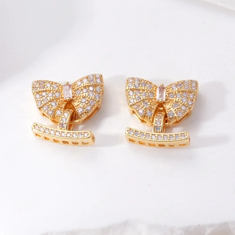 Copper Micro-set Zircon Multi-row Butterfly Pearl Necklace Connection Fastener Accessorie DIY Jewelry Making Materials Wholesale