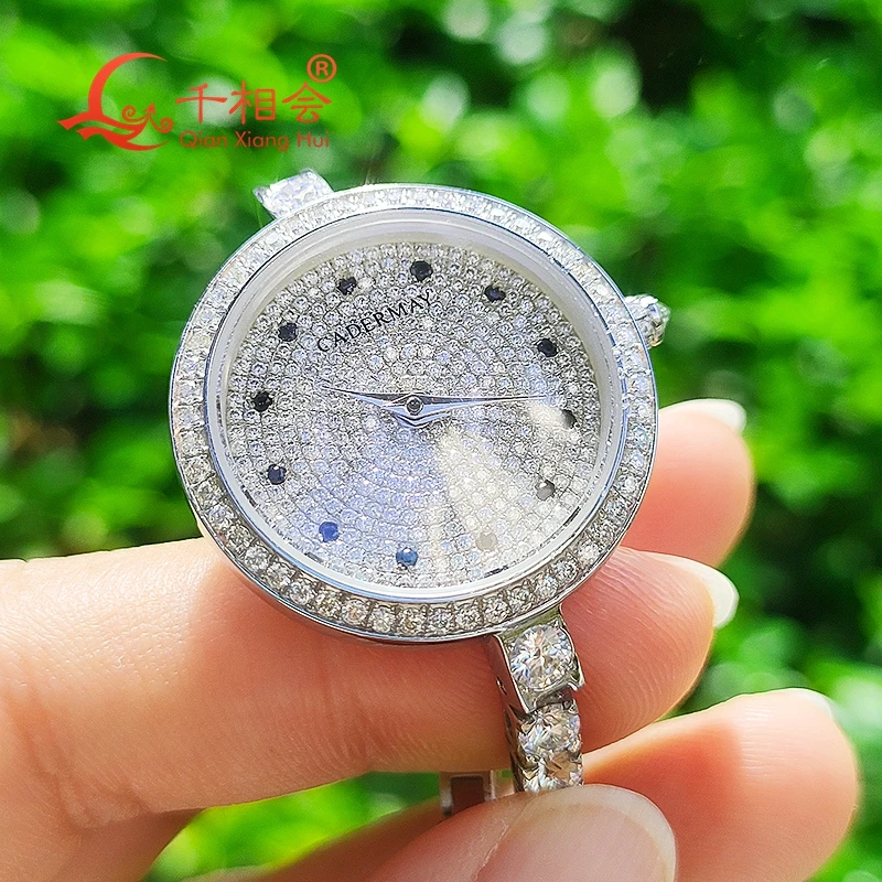 tennis watchband automatic movement full white Moissanite Luxury Watch For women mechanical Wristwatch Jewelry Watch