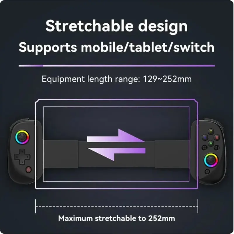 D8 Rgb Tablet Controller Wireless Controller For On/Off Gaming Bluetooth Stretching Joystick Android Ios Gamepad Hall Joystick