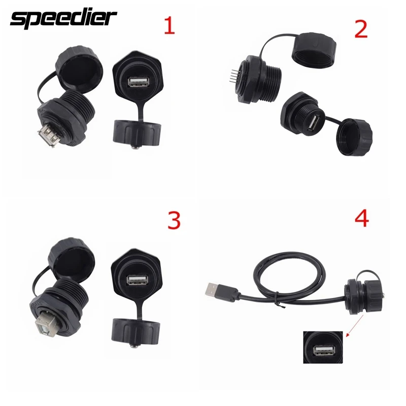 USB 2.0 Waterproof Aviation Plug A Female Socket M20 M25 Panel Mount Adapter to 5Pin XHP Type B Female IP68 Waterproof Connector
