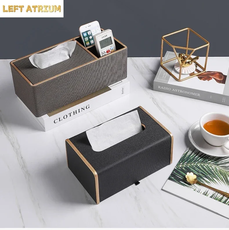 Leather Tissue Box Office Storage Organizer Living Remote Control Storage Box Dressing Table Cosmetics Jewelry Makeup Container
