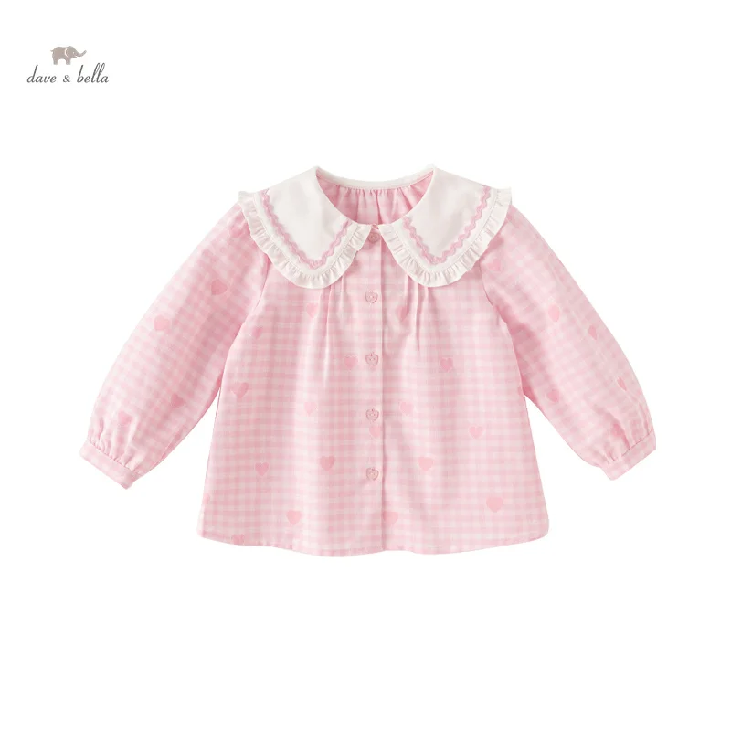 Dave Bella Children\'s Blouse Clothes 2024 New Spring Girl Baby Lovely Sweet Comfortable Fashion Casual Top Outdoor DB1248189