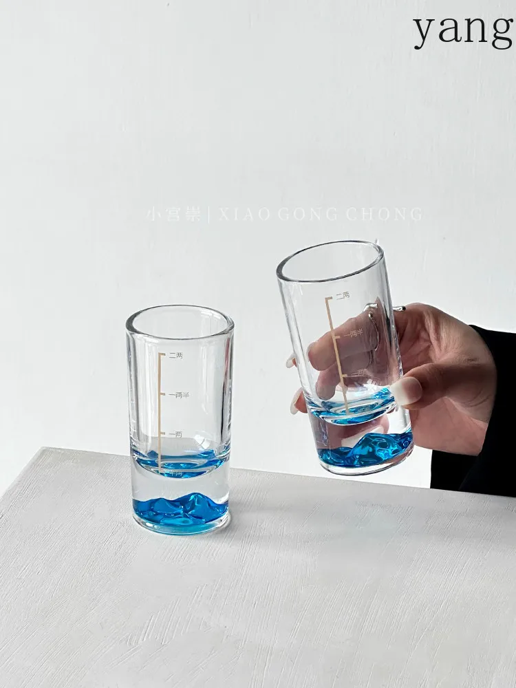 CX creative Blue Mountain Baijiu cup set, household light luxury high-end with graduated two taels wine set