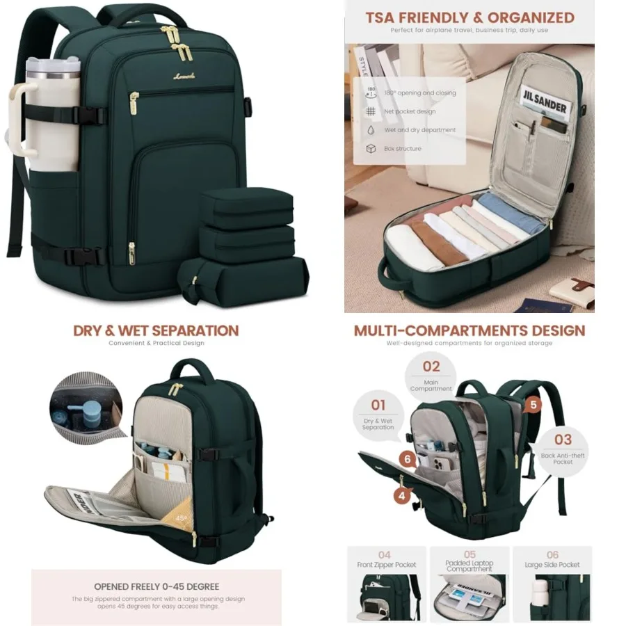

Travel Backpack For Women Flight Approved, 50L Large Carry On Backpack For Airplanes, Personal Item Travel Bag, Waterproof 18 I