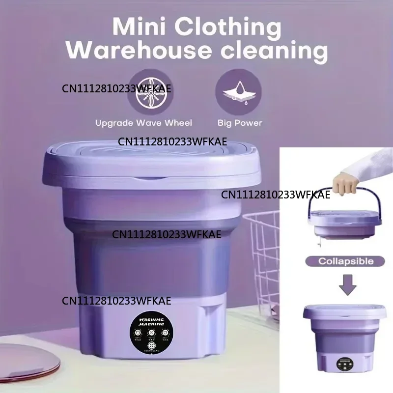 8L Foldable Mini Washing Machine Spin Dryer Portable Small Washer for Socks Underwear Lingerie Space-saving Household Appliance