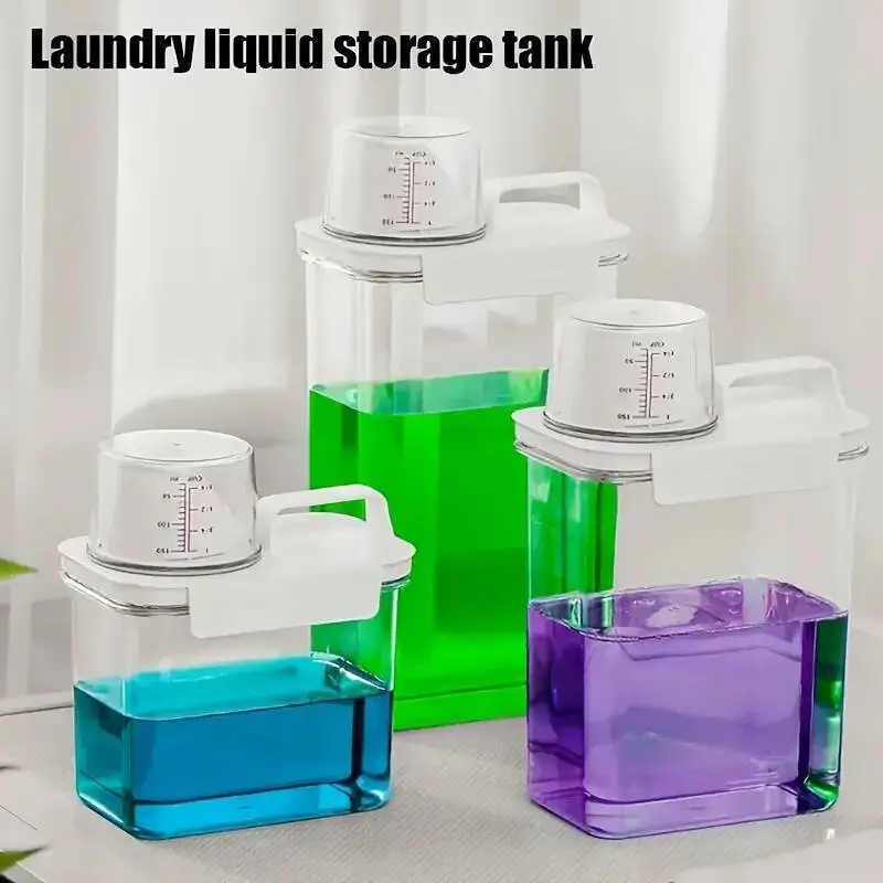 

1100ML/1800ML/2300Ml Airtight Laundry Detergent Powder Box Jar Bleach Storage Container Large Capacity Measuring Cup
