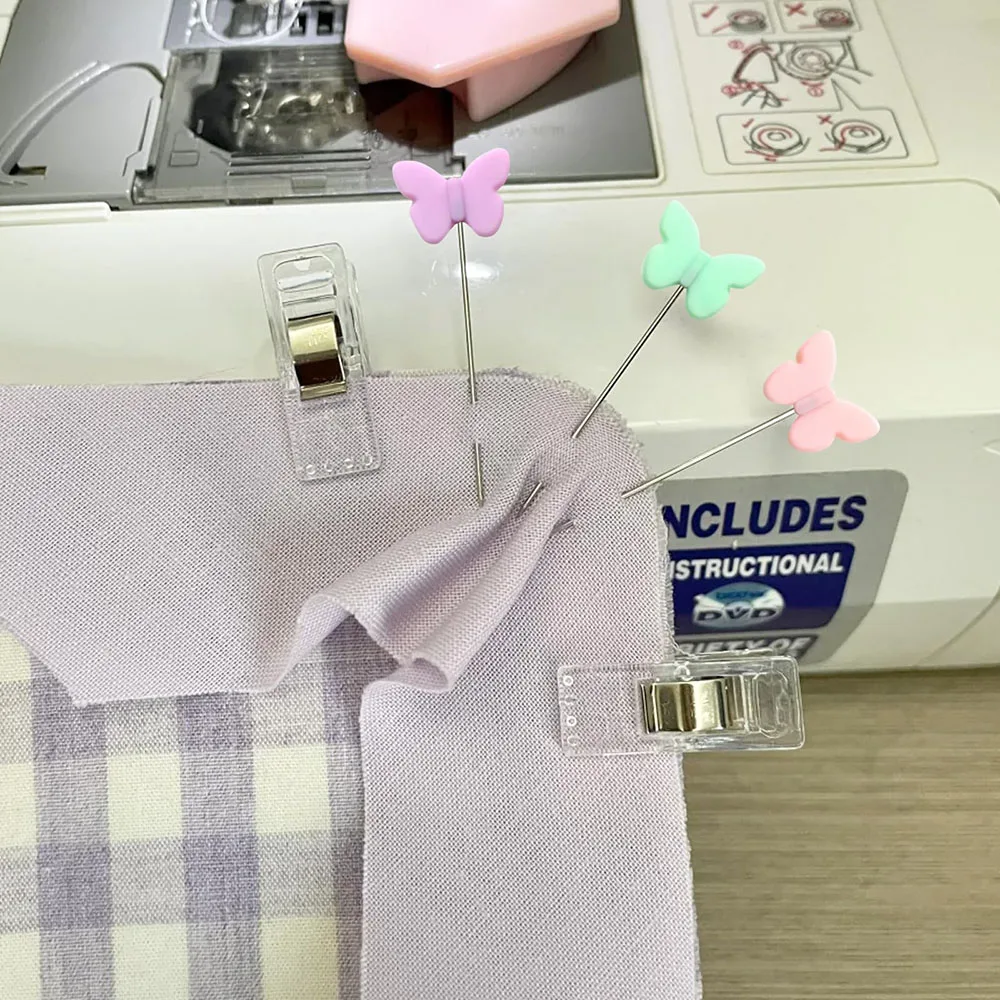 100 قطعة/صندوق الفراشات متعدد الألوان دبابيس مستقيمة ملونة الخياطة خليط تحديد المواقع إبرة دبابيس ثابتة الخياطة ماركر إبرة