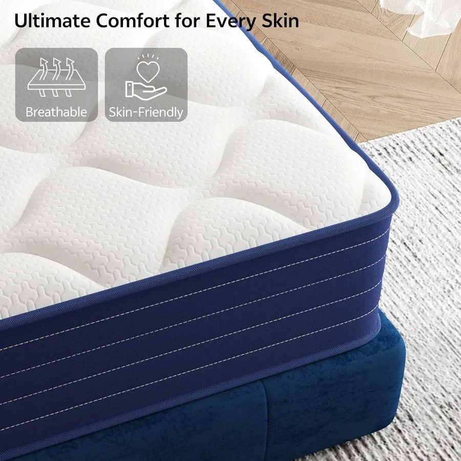 مرتبة بحجم كوين مقاس 12 بوصة في صندوق مع زنبرك جيب وإسفنج الذاكرة لدعم النوم الأمثل وراحة متوسطة وثابتة ممتازة #2