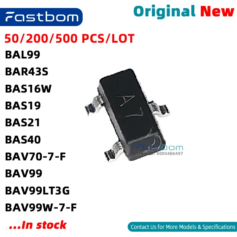 BAV99 BAS21 BAS16W BAV99W-7-F BAR43S BAV70-7-F BAL99 BAS40 BAV99LT3G BAS19 SOT-23 SWITCHING DIODE New Original