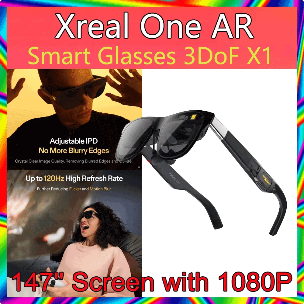 نظارات Xreal One AR حتى شاشة 147 بوصة معدل تحديث 120 هرتز توصيل جهاز USB-C لهاتف iPhone PS5 Xbox Switch iPad