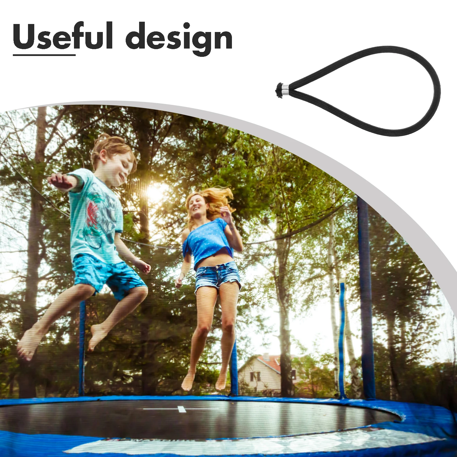 

5 Pcs Black 8mm 19cm Elastic Bungee Cords Heavy Duty Outdoor Fixing Ropes Reusable Trampoline Tent Straps Durability Lightweight