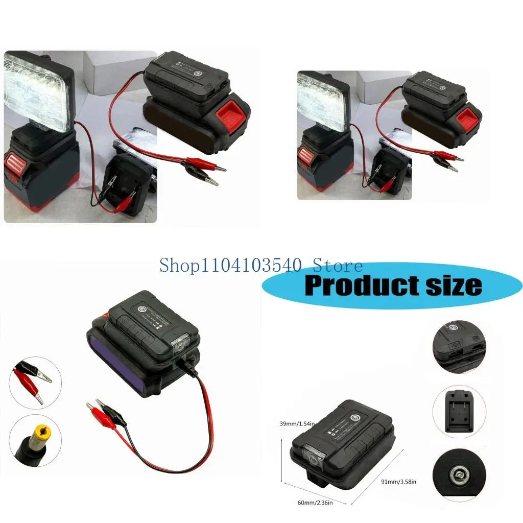 02DC Battery Connection Adapter with Red and Black Contact Ends, 21V Plastic Housing Accessory for Equipment Testing and