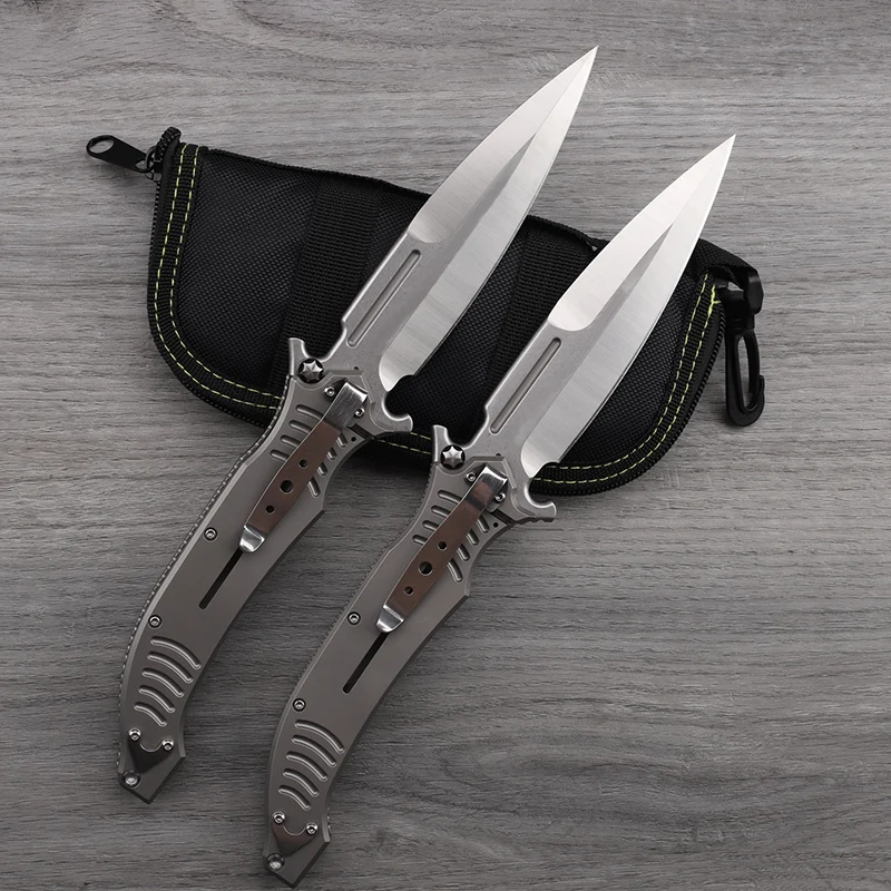 VG10 steel titanium alloy handle large folding knife outdoor self-defense camping survival high hardness sharp tool