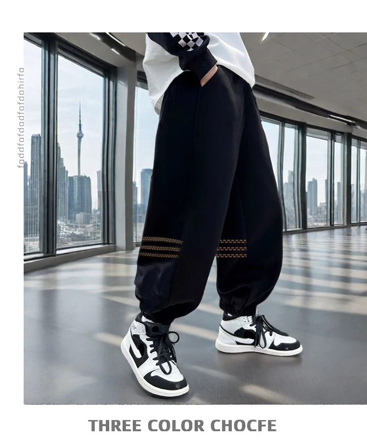 Koreanische Kinder-Frühlingssport-Hose für Jungen Neue Mode High-Street Casual Hosen für Teenager Kinder Sportliche Jogginghose 5 7 9 11 13 14 Jahre – Detail 5