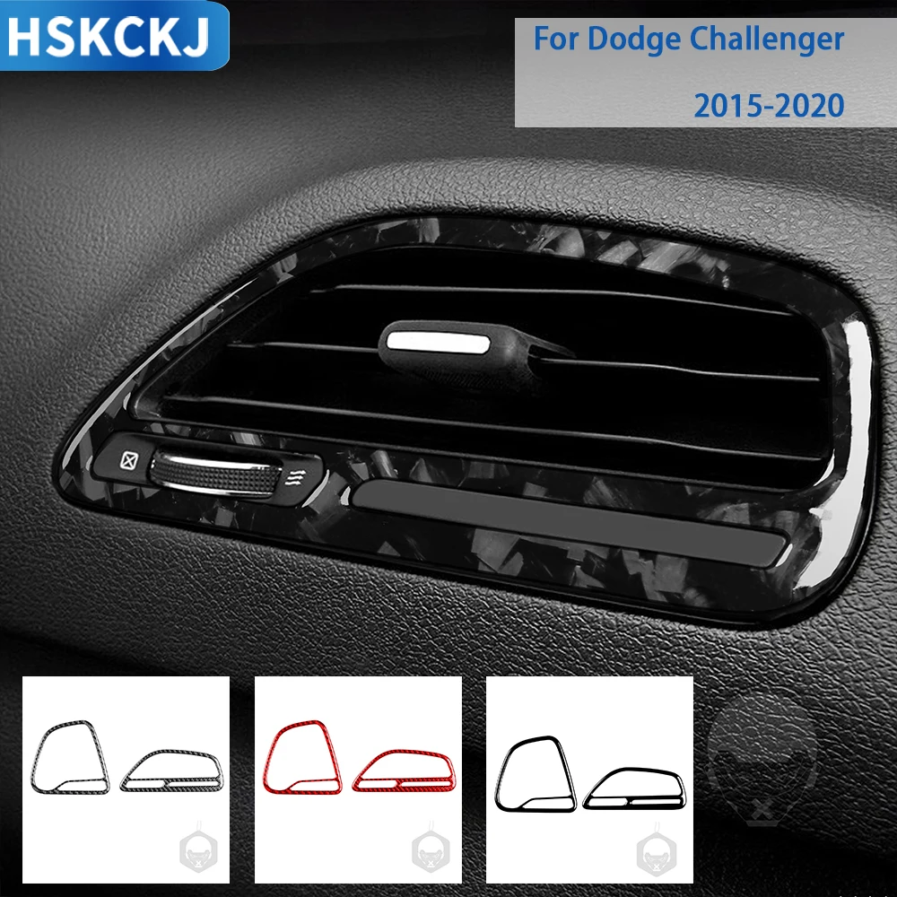 

For Dodge Challenger 2015-2020 Accessories Carbon Fiber Car Interior Dashboard Side Air Outlet Panel Trim Sticker Decoration