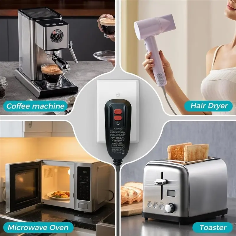 【PHONE ACCESSORY】Grounded 3 Wire Manual Reset EU RCD Replacement Plug 16 Amp Integrated A-Type Leakage Protection EU Plug