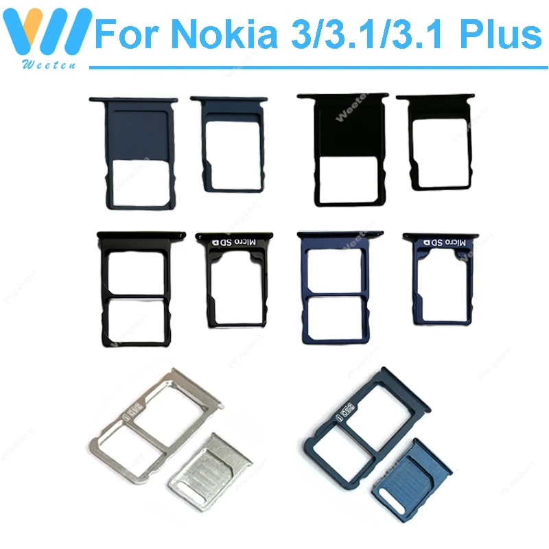 

1 комплект держателя лотка для SIM-карты для Nokia 3/3,1/31, Plus TA-1032 Слот для SIM-карты SD, адаптер для чтения карт, запасные части, черный