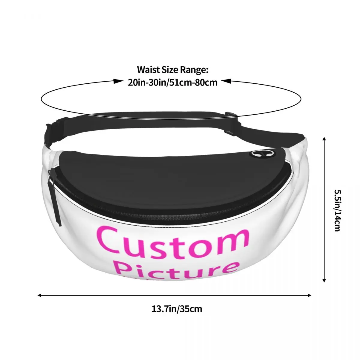 Foto personalizada personalizada logotipo feminino Fanny Pack, bolsa de cintura crossbody para correr, bolsa de dinheiro do telefone, impressão DIY